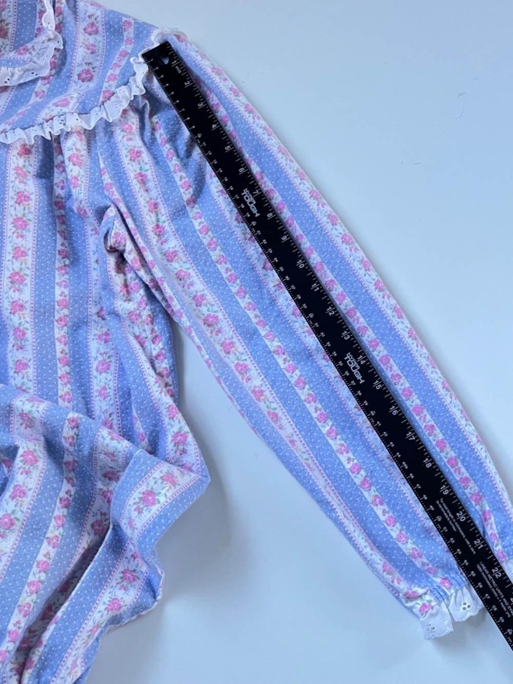 Lanz of Salzburg Tyrolean Nightgown Sz S Blue White Floral Cottagecore Granny - Picture 6 of 10